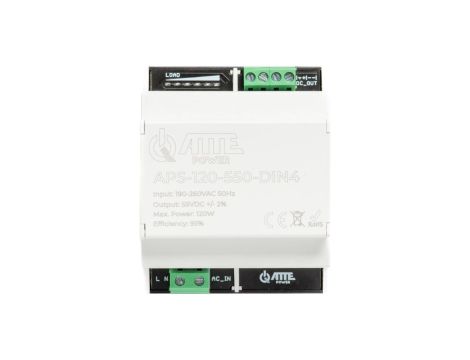 Zasilacz impulsowy na szynę DIN 55V 2,2A 120W uniwersalny APS-120-550-DIN4 ATTE