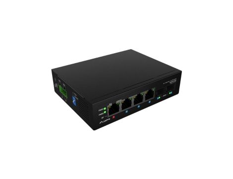Switch PoE przemysłowy 4x port RJ45 (PoE++ Gigabit Ethernet) + 2x port Uplink SFP przełącznik niezarządzalny LANBERG