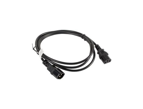 Przedłużacz komputerowy Kabel zasilający (230V 10A) do komputerów i zasilaczy UPS złącza IEC320 (C14 / C13) czarny 1,8m LANBERG