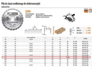 CMT PIŁA HM 216x30x2,8/1,8 Z=24 CIĘCIE WZDŁUŻNE