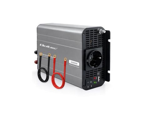 Qoltec Przetwornica napięcia MS Wave 12V na 230V 1000/2000W USB Kompatybilna z LiFePO4 GEL AGM