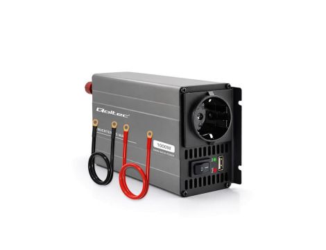 Qoltec Przetwornica napięcia MS Wave 12V na 230V 500/1000W USB Kompatybilna z LiFePO4 GEL AGM