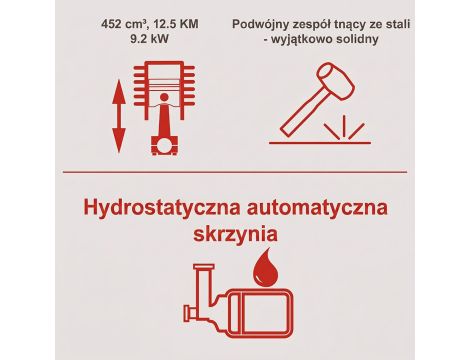 Traktorek ogrodowy 98 cm hydrostat 12,5 KM traktor TMR452-98H RD Scheppach 59112112903 - 9