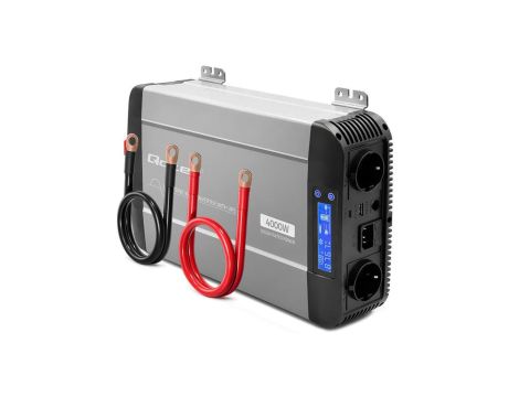 Qoltec Przetwornica napięcia Pure Sine Wave 12V na 230V 2000/4000W UPS BYPASS LCD USB USB-C Kompatybilna z...