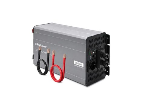 Qoltec Przetwornica napięcia Pure Sine Wave 12V na 230V 4000/8000W UPS BYPASS USB Kompatybilna z LiFePO4 GEL AGM