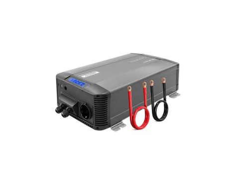 Qoltec Przetwornica napięcia Pure Sine Wave 12V na 230V 3000/6000W LCD USB USB-C Kompatybilna z LiFePO4 GEL AGM