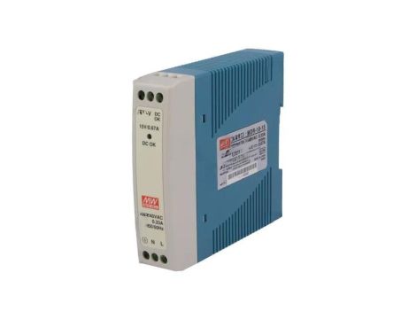 Zasilacz impulsowy na szynę DIN, 10 W, napięcie wejściowe: 15 VDC, prąd wyjściowy: MDR-10-15