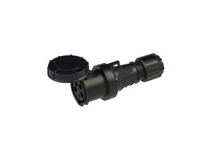 Gniazdo siłowe z klapką 5p 63A 400V przenośne IP67 czarne POWER TWIST PCE na kabel