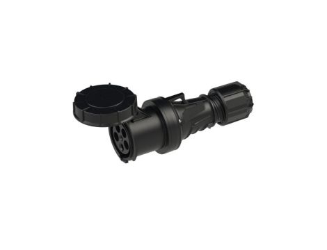 Gniazdo siłowe z klapką 5p 63A 400V przenośne IP67 czarne POWER TWIST PCE na kabel