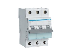 Wyłącznik nadprądowy S bezpiecznik 3-fazowy B32 (B 32A) 3-biegunowy 3P (230/400V AC) 3-modułowy Hager Quick Connect