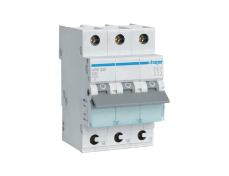 Wyłącznik nadprądowy S bezpiecznik 3-fazowy B32 (B 32A) 3-biegunowy 3P (230/400V AC) 3-modułowy Hager Quick Connect