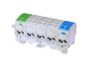 Blok rozdzielczy odgałęźny Al/Cu (max.35mm2) na szynę TH35 kolorowy 5x(3xszary,1xniebieski, 1xzielony) SCB 35-5X SIMBLOCK SIMET