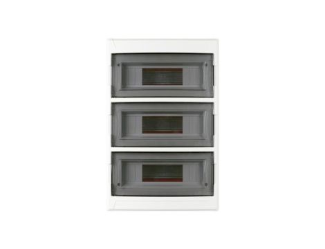 Rozdzielnica podtynkowa S-36 (N+PE) 3x12 moduły IP40 306x472x100mm drzwi transparentne dymne NEKU