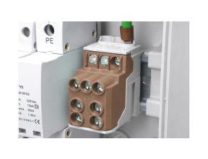 Blok rozdzielczy dystrybucyjny Al/Cu (max. 25mm2) na szynę TH35 brązowy SDB100 25 SIMBLOCK SIMET