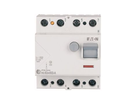 Wyłącznik różnicowoprądowy RCD 3-fazowy 63A 30mA typ A 4-biegunowy 4P (230V AC) 4-modułowy EATON