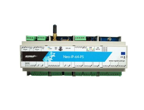 Centrala alarmowa Neo-IP-64-PS-D12M, WiFi, 4 strefy, 16-64 wejść, 8-40 wyjść, 24V DC