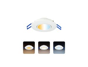 Oprawa podtynkowa downlight LED, 5W, 450lm, 3CCT, IP20, okrągła, biała, NORA PRO HOROZ