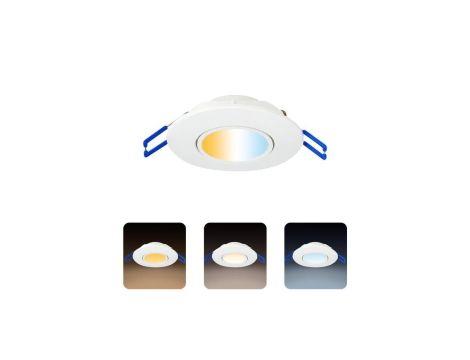 Oprawa podtynkowa downlight LED, 5W, 450lm, 3CCT, IP20, okrągła, biała, NORA PRO HOROZ