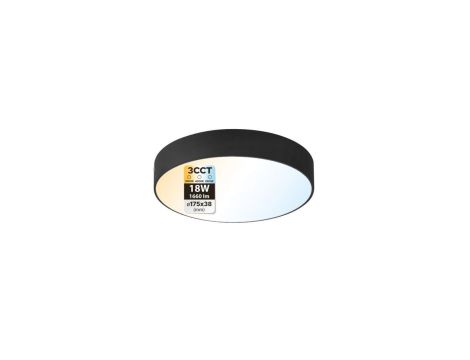 Plafon LED 18W, 1660lm, 3CCT, IP20, okrągły, czarny, CATALINA HOROZ