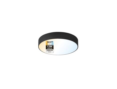 Plafon natynkowy LED 12W, 1050lm, 3CCT, IP20, okrągły, czarny, CATALINA HOROZ