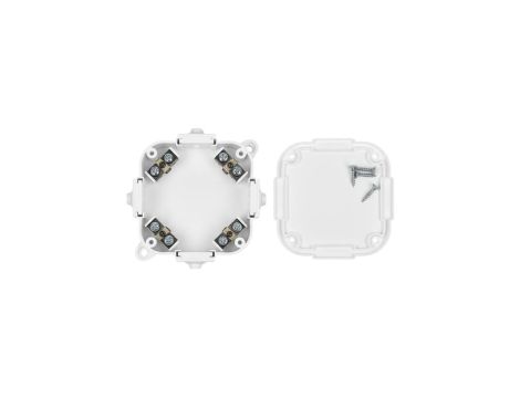 Puszka hermetyczna natynkowa 88x88x40mm z zaciskami, 4-wlotowa, dekiel przykręcany, biała IP44 VP-74 EDO