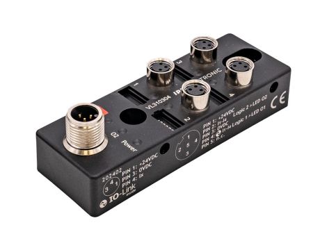 Moduł logiczny 27x88x31mm AND/OR 4-stykowy 10-30V DC 3-stykowe gniazdo M8 po stronie czujnika 4-stykowa wtyczka M12 VL310304