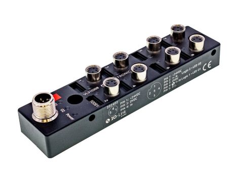 Moduł logiczny 27x130x31mm AND/OR 8-stykowy 10-30V DC 3-stykowe gniazdo M8 po stronie czujnika 4-stykowa wtyczka M12 VL310308