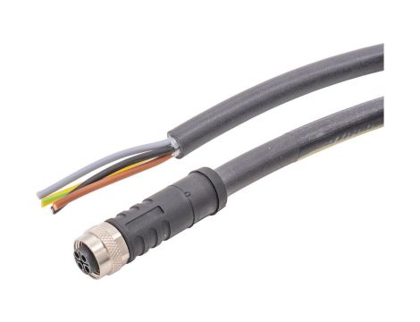 Kabel połączeniowy 5m gniazdo M12 4-stykowe proste wolny koniec kabla 3-stykowy+PE kodowanie S 4x1,5mm PUR(poliuretan) VK509S25