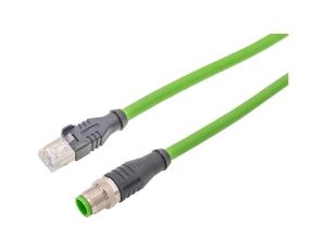 Kabel danych kabel połączeniowy 10 m wtyczka M12 4-stykowa prosta kodowanie D wtyczka RJ45 8-stykowa prosta 4x0,34 mm VKA08F26