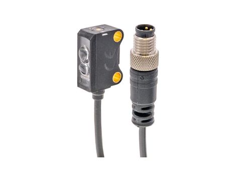 Czujnik optyczny przycisk 26x15x8,2mm Sn: 10-100 13-30V DC 1x PNP NC/NO IO-Link złącze wtykowe M8 4-pin 0,2m PUR OTQ80571