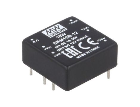 Przetwornica DC/DC, 10W, Uwej: 18...36 VDC, Uwyj: 12 VDC, Iwyj: 833mA SKM10B-12