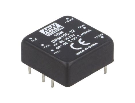 Przetwornica DC/DC, 10W, Uwej: 36...75 VDC, Uwyj: 12 VDC DKM10C-12