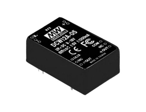 Przetwornica DC/DC, 12W, Uwej: 36...72 VDC, Uwyj: 15 VDC DCW12C-15