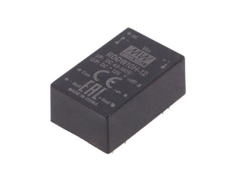 Przetwornica DC/DC, 10W, Uwej: 43...160 VDC, Uwyj: 12 VDC RDDW10H-12