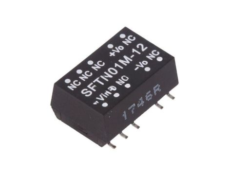 Przetwornica DC/DC, 1W, Uwej: 10,8...13,2 VDC, Uwyj: 12 VDC, Iwyj: 84mA SFTN01M-12