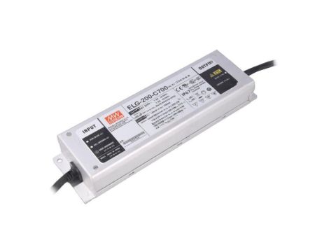 Zasilacz impulsowy DC, 200,2W, napięcie wyjściowe: 142...286 VDC, prąd wyjściowy: 700 mA ELG-200-C700