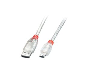 Kabel USB 2.0 typu A do Mini-B 0,5 m, przezroczysty