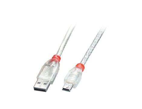 Kabel USB 2.0 typu A do Mini-B 0,5 m, przezroczysty