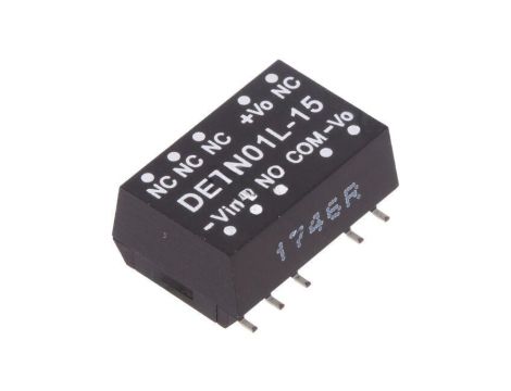 Przetwornica DC/DC, 1W, Uwej: 4,5...5,5 VDC, Uwyj: 15 VDC, Iwyj: 34mA DETN01L-15
