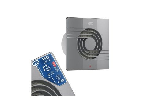 Wentylator wyciągowy łazienkowy/ kuchenny plastikowy HELIX 150mm srebrny HOROZ ELECTRIC