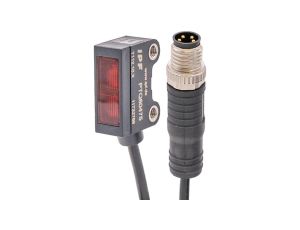 Czujnik laserowy przycisk 25x16x8mm Sn: 20-120 10-30V DC 1x PNP antivalent złącze wtykowe M8 4-pin 0,2m PVC IP67 PTQ80475