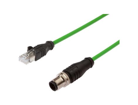Kabel danych kabel połączeniowy 10 m wtyczka M12 8-stykowa prosta kodowanie A wtyczka RJ45 8-stykowa prosta 8x0,14 mm VKA08P25