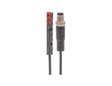Czujnik optyczny przycisk 45x6,2x4mm Sn: 77 10-30V DC 1x PNP/NPN push/pull wtyczka kabla M8 4-pin 0,2m PVC IP65 OTQ40570