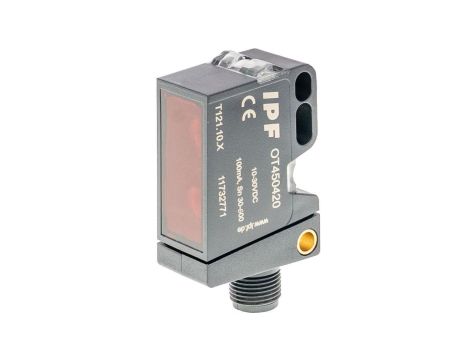 Czujnik optyczny przyciskowy 56x32x18mm Sn: 30-600 10-30V DC 1x PNP antivalent złącze wtykowe M12 4-pin IP67 OT450420