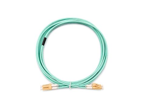 Patchcord światłowodowy MM LC/UPC-LC/UPC duplex 3mm OM3 bezhalogenowy LSOH aqua 1m NEKU