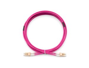 Patchcord światłowodowy MM LC/UPC-LC/UPC duplex 3mm OM4 bezhalogenowy LSOH magenta 2m NEKU