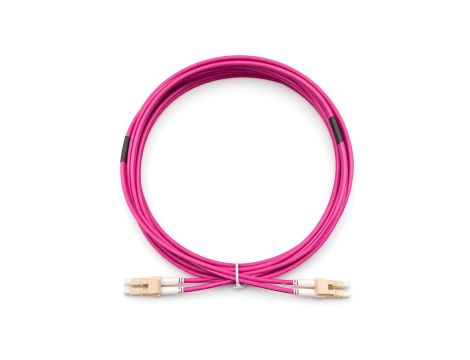 Patchcord światłowodowy MM LC/UPC-LC/UPC duplex 3mm OM4 bezhalogenowy LSOH magenta 3m NEKU