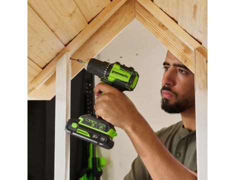 24V zestaw narzędzi Greenworks CK321 wkrętarka, zakrętarka, ładowarka, 2x aku 2Ah, futerał - 4