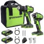 24V zestaw narzędzi Greenworks CK321 wkrętarka, zakrętarka, ładowarka, 2x aku 2Ah, futerał - 2