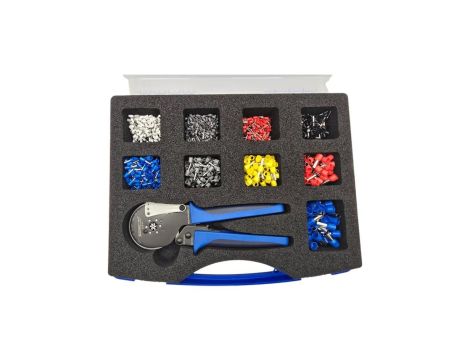 Zaciskarka do tulejek kablowych 0,08-16mm2 + TULEJKI 1300szt + WALIZKA / W125 Zestaw walizkowy E0816T z tulejkami / ENERGOTYTAN